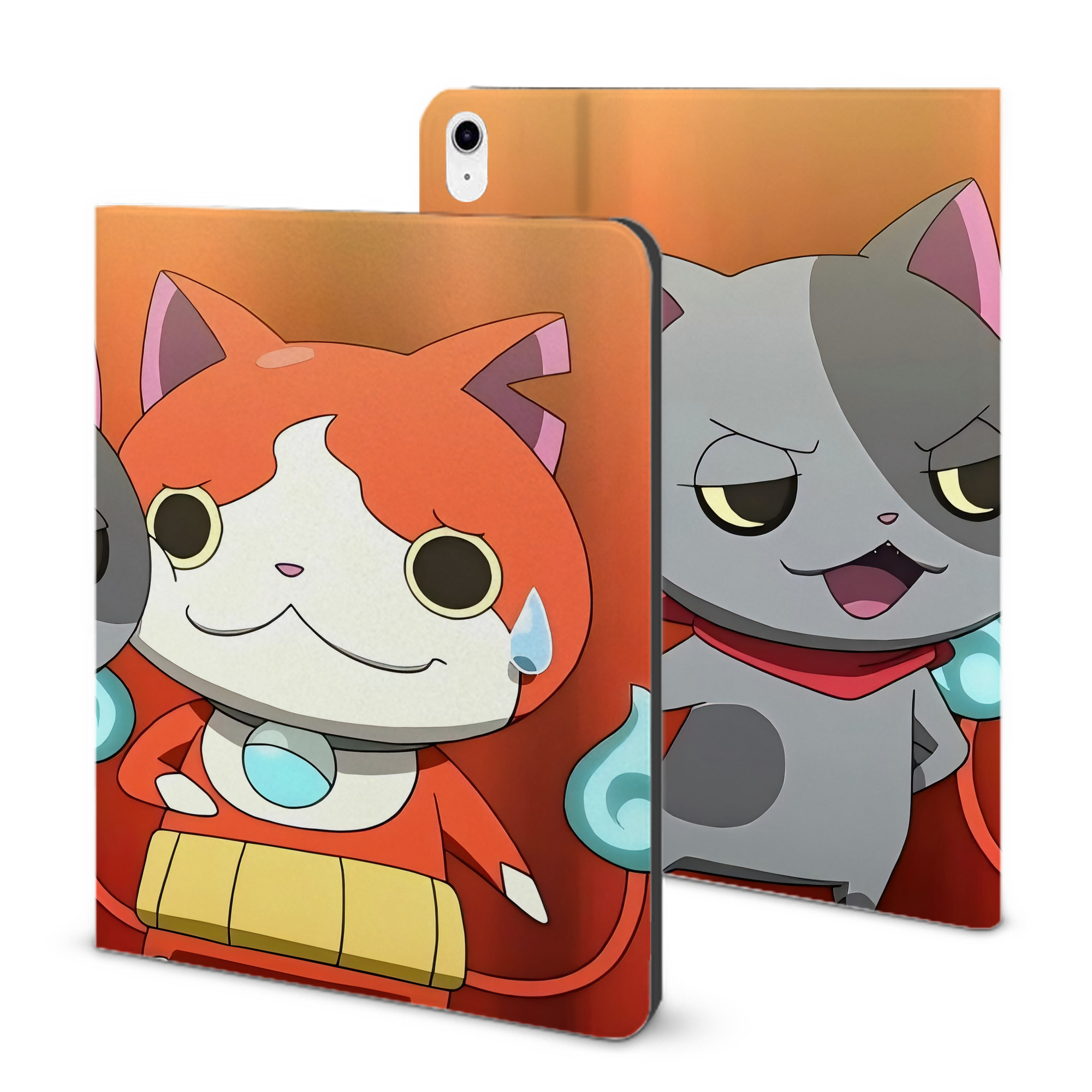 （画像用） 妖怪ウォッチ Yo-kai Watch IPad ケース ブック型 PUレザー TPU 耐衝撃 軽量 薄型 ペン収納なし 全面保護 IPad 各モデル対応